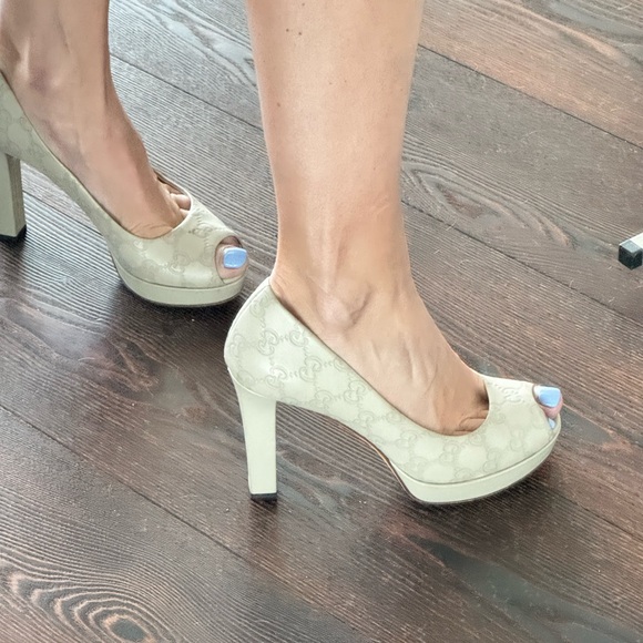 Gucci Guccisissima leather heels in mystic white size 38.5 - Picture 6 of 9